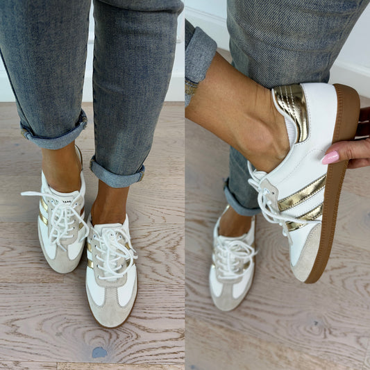 Buty ze skóry SAMBE / WHITE-GOLD