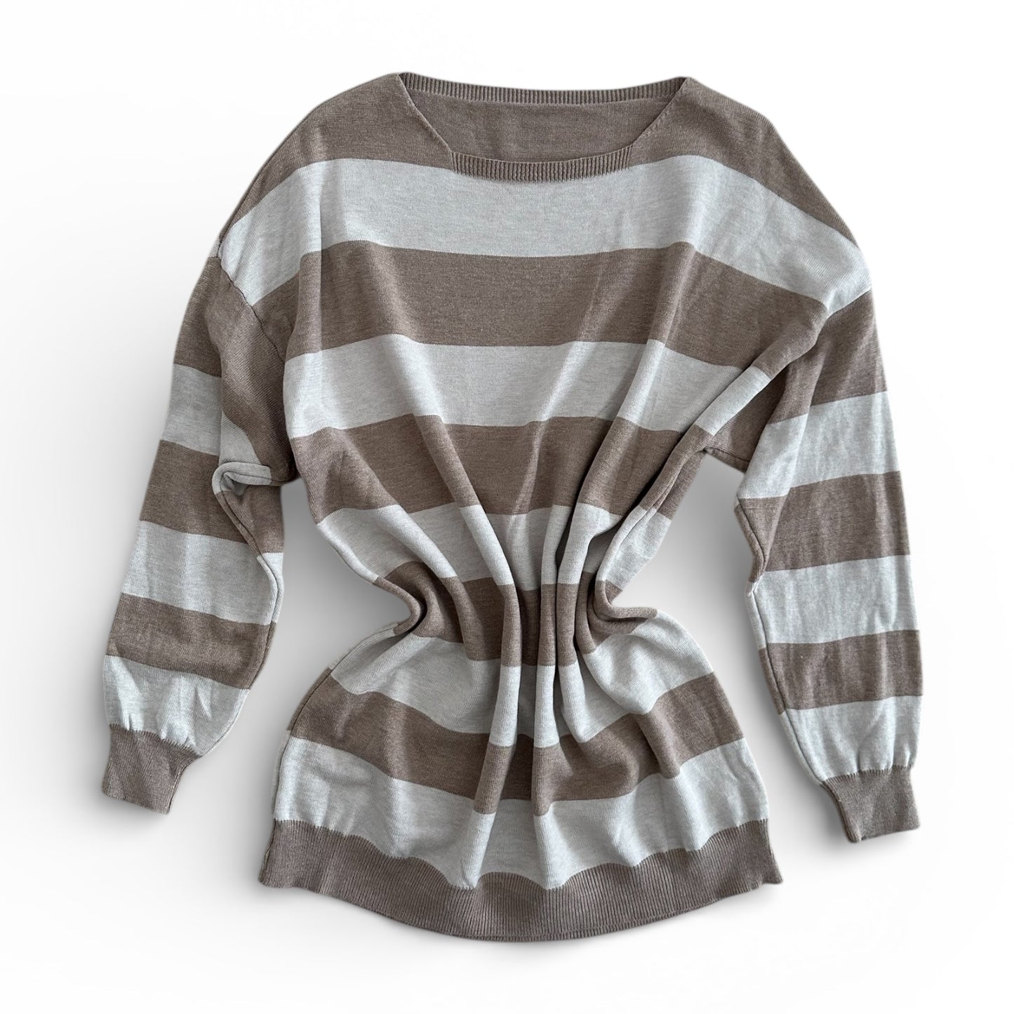 Sweter w pasy FILI / BEŻOWO-KREMOWY