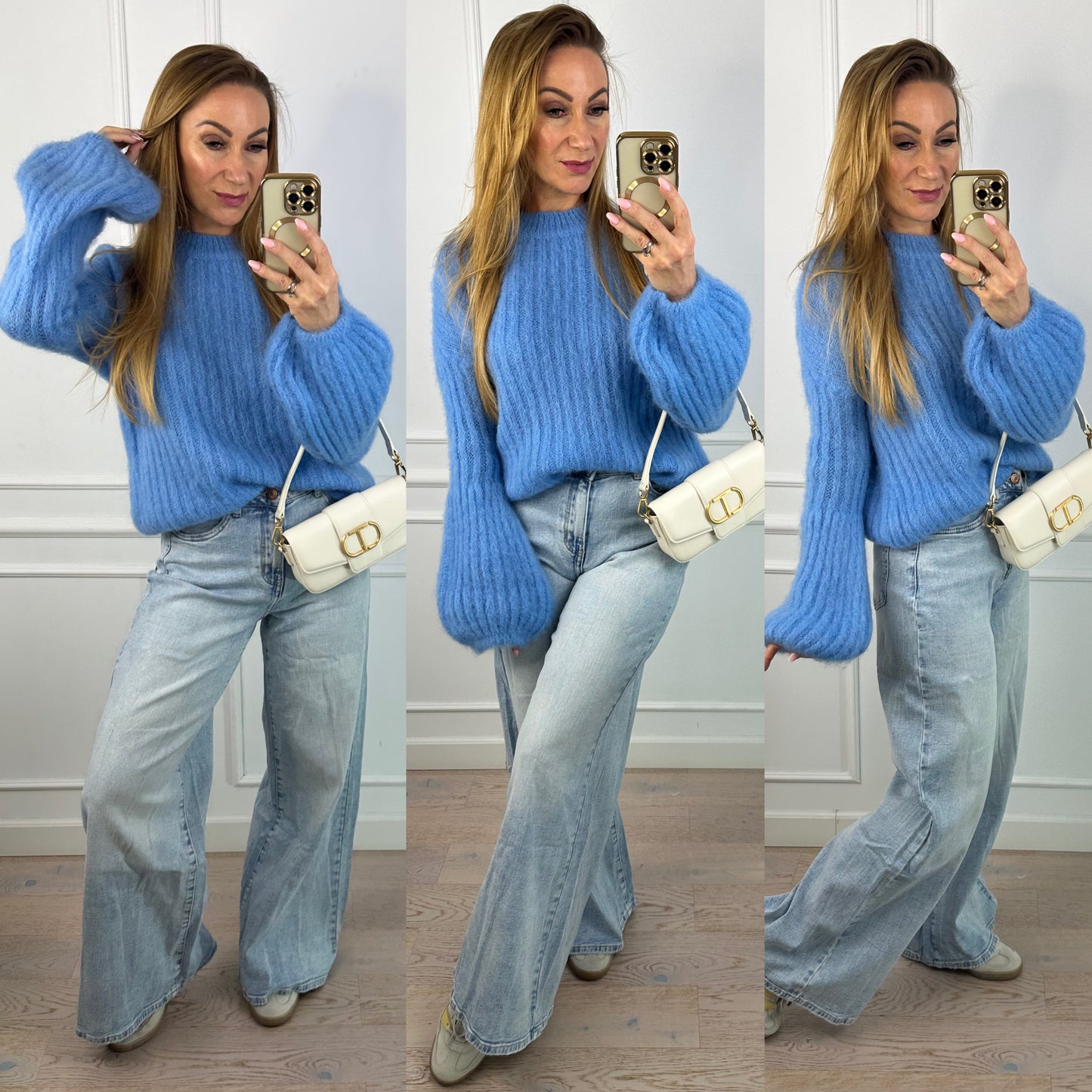 Sweter z moherem MINELLI / NIEBIESKI