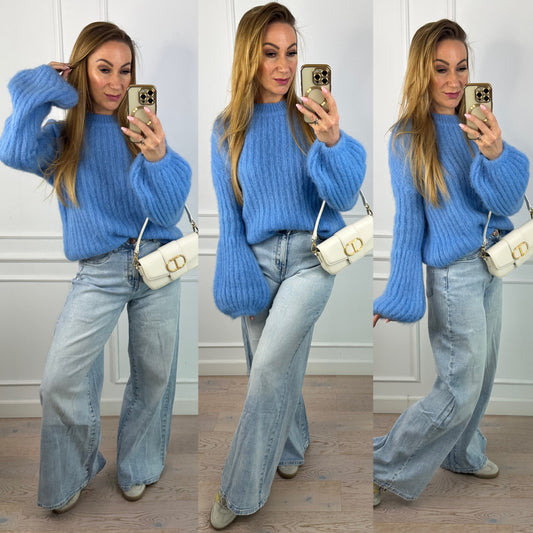 Sweter z moherem MINELLI / NIEBIESKI