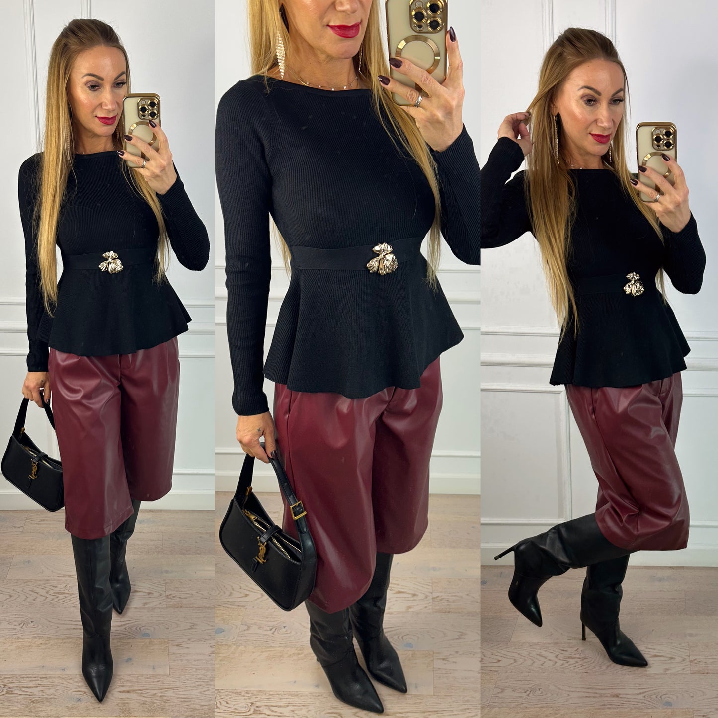 Dzianinowa bluzka IDARA / CZARNA