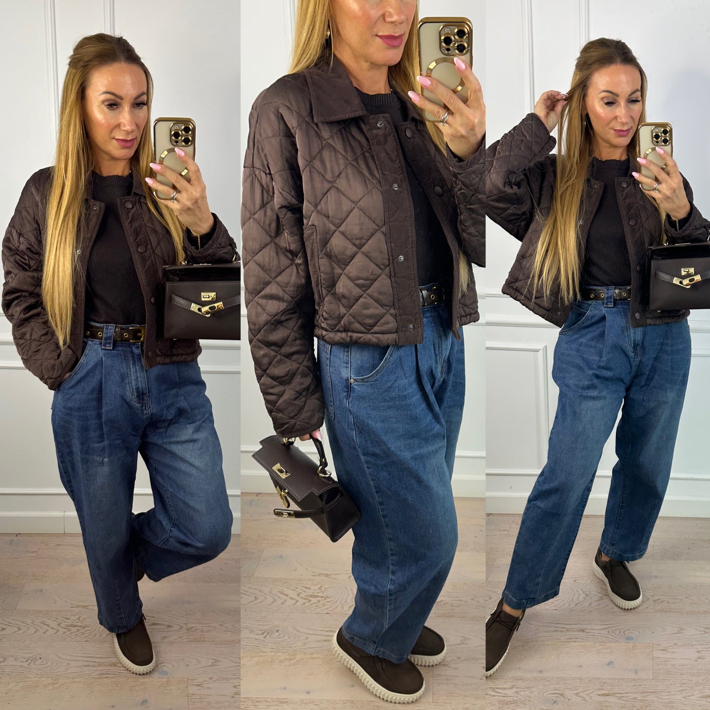 Pikowana kurtka z wiskozy ZUNI / CZEKOLADOWA