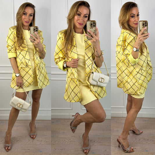 Marynarka w kratę LAVIA / ŻÓŁTA