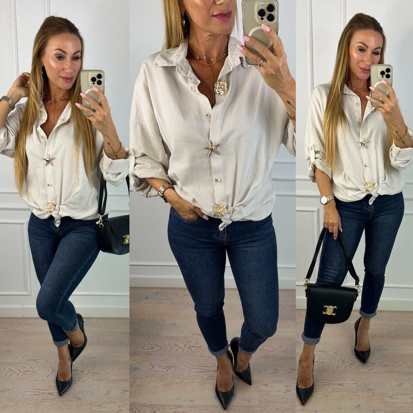 Koszula z bawełny WHITNEY / JASNY BEŻ