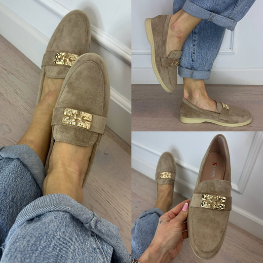 Mokasyny z eko zamszu SWANN / KHAKI