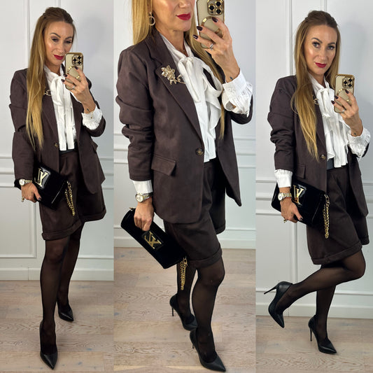 Zamszowa marynarka PAOLA / CZEKOLADOWA