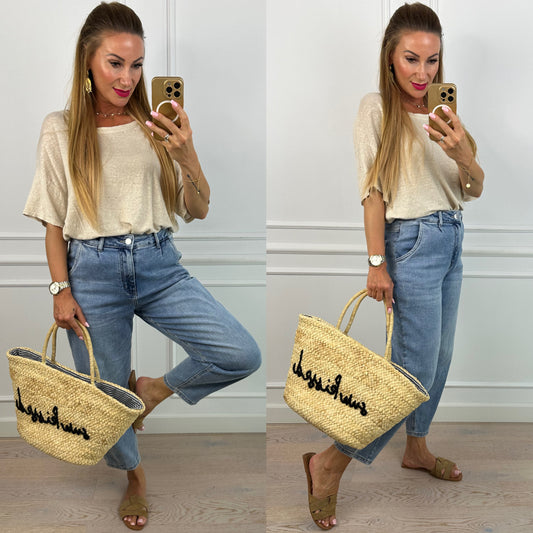T-shirt lniany ESTERO / BEIGE