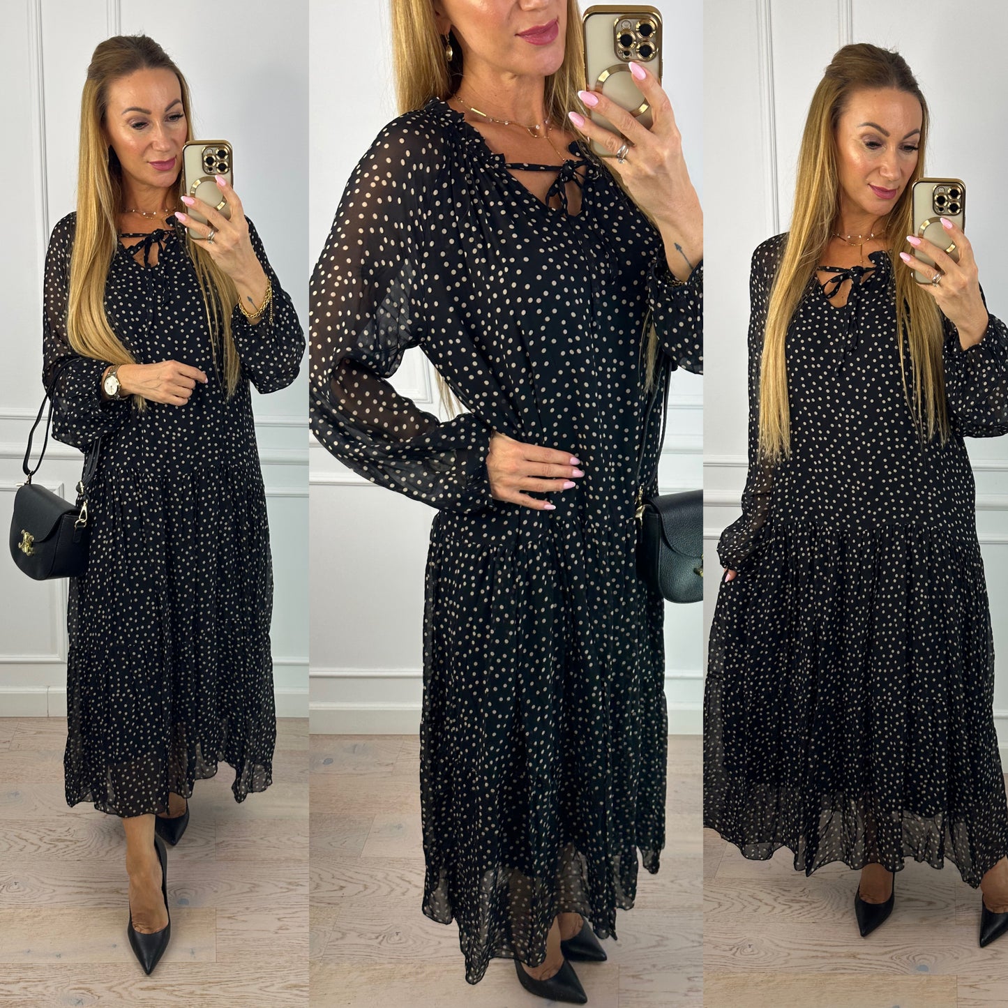 Sukienka z wiskozy i jedwabiu GILISSY / CZARNA