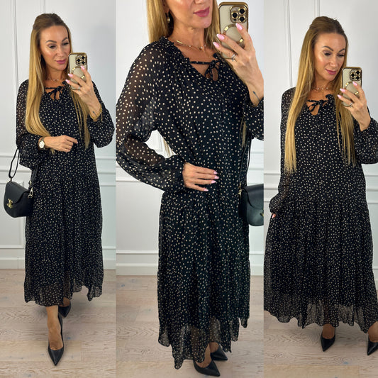 Sukienka z wiskozy i jedwabiu GILISSY / CZARNA