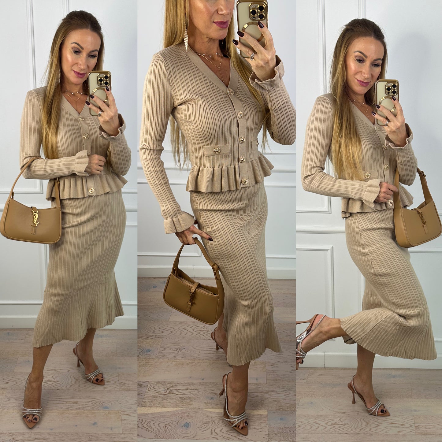 Dzianinowy komplet DEZZAN / BEŻOWY