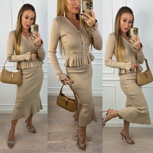 Dzianinowy komplet DEZZAN / BEŻOWY