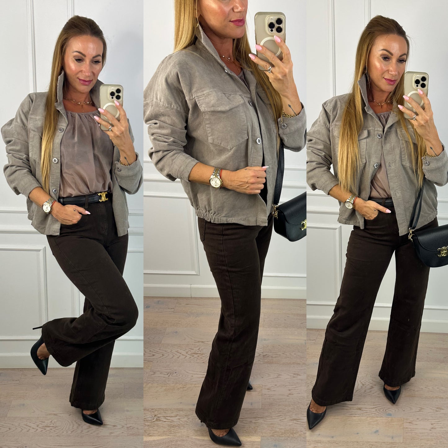 Kurtka sztruksowa KRISTIN / TAUPE