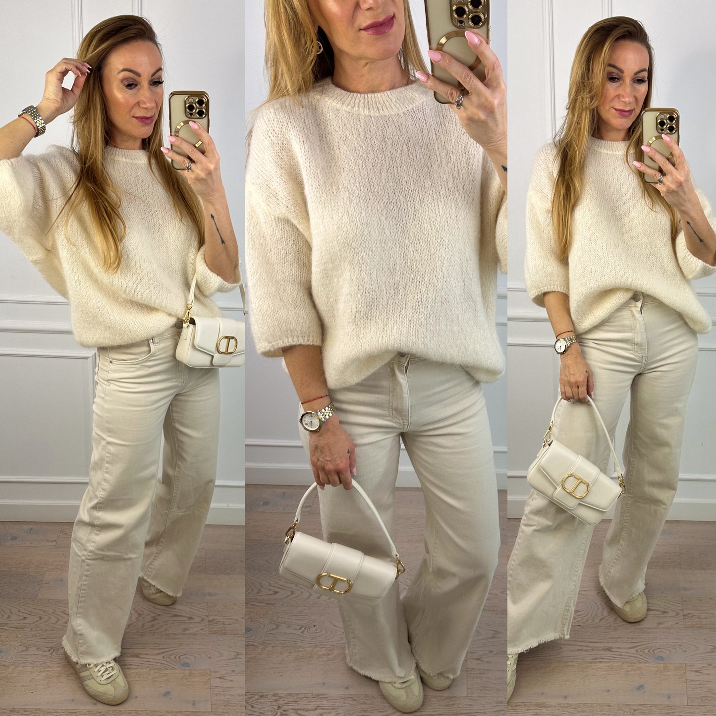Sweter z wełną i moherem KEYSTONE / KREMOWY