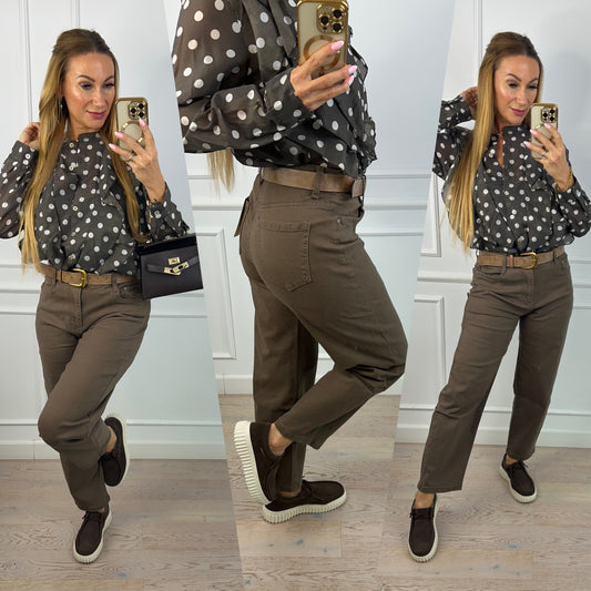 Spodnie MOM FIT NORTHY / KHAKI