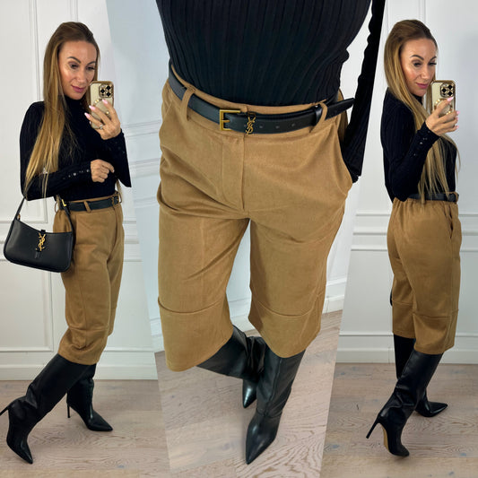 Bermudy ze sztucznego zamszu DOVER / CAMEL