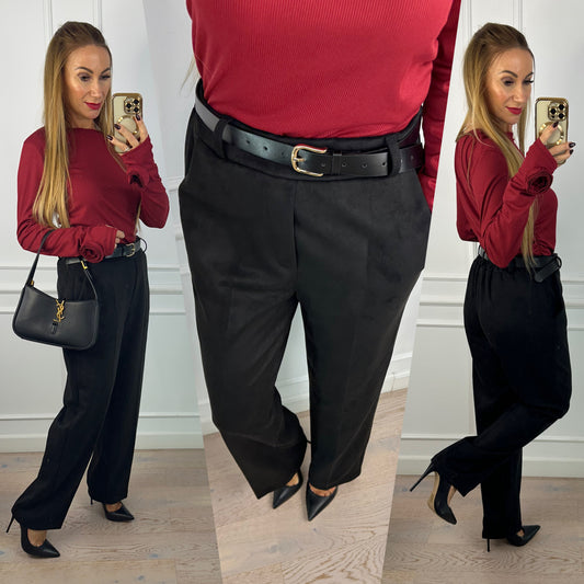 Zamszowe spodnie CAPE / CZARNE