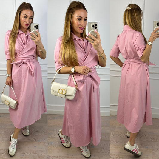 Bawełniana sukienka ARIANA / PUDROWY RÓŻ