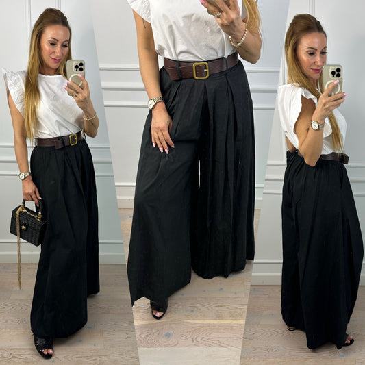 Bawełniane spodnie WIDE LEG DASICO / CZARNE