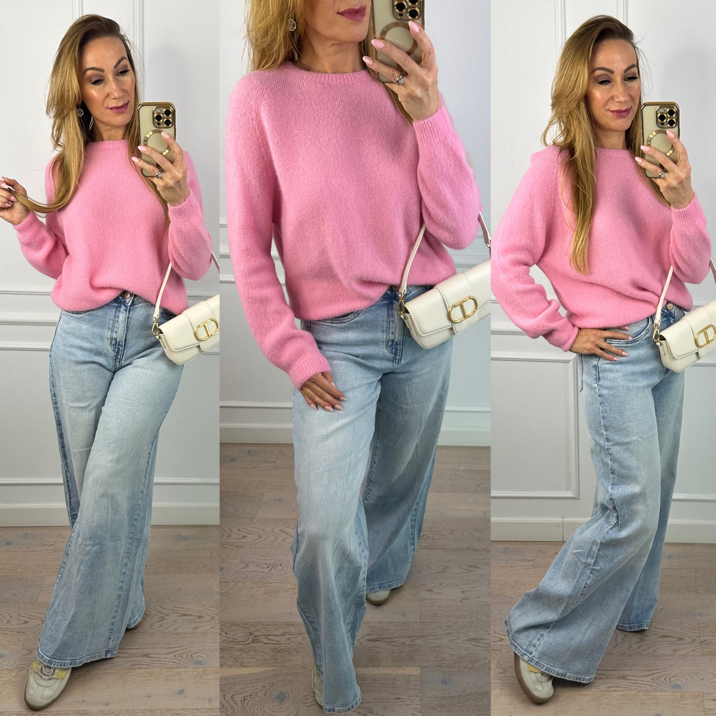 Sweter z alpaką MIDDY / RÓŻOWY
