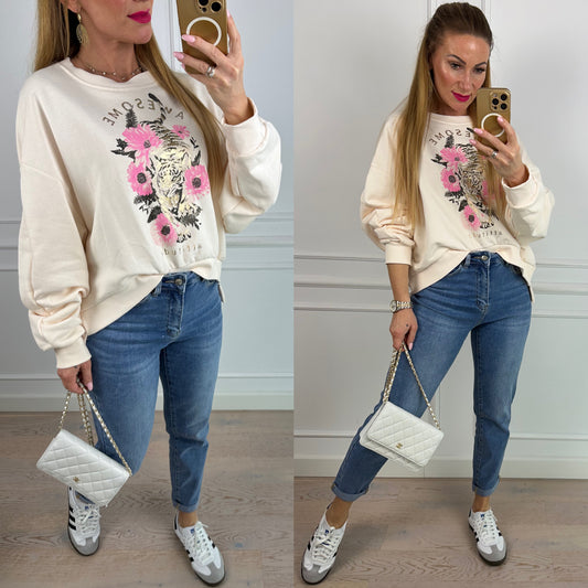 Bawełniana bluza AWESOME / CREAM