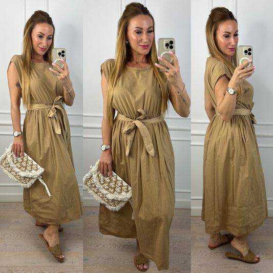 Sukienka z bawełny GISLA / CAMEL