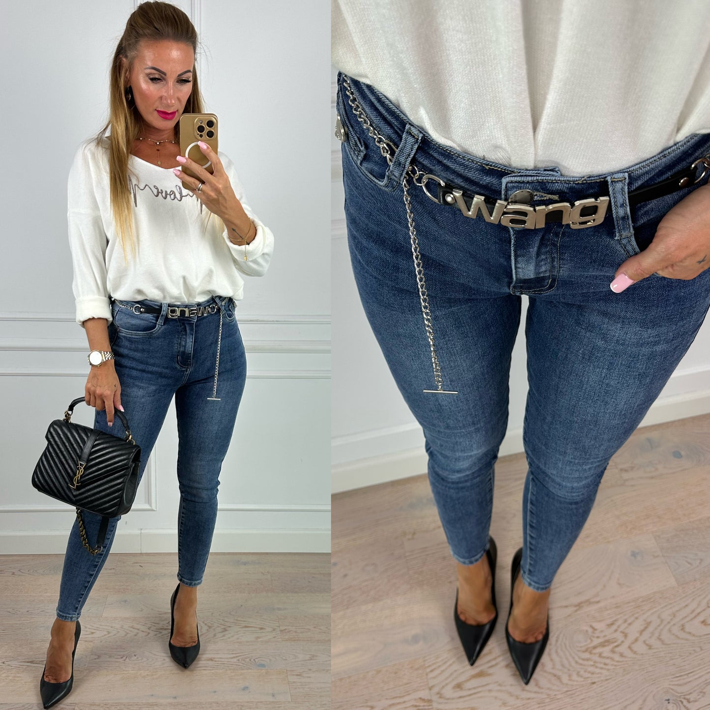 Spodnie WANG SUPER HIGH SKINNY JEANS / BLUE