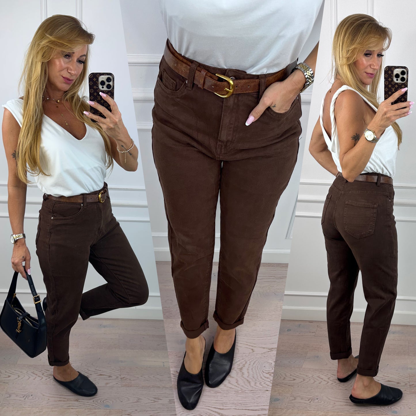 Spodnie jeansowe MOM FIT AKKI / CZEKOLADOWE