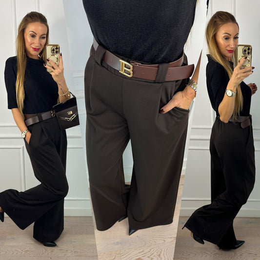 Spodnie WIDE LEG APRES / CZEKOLADOWE