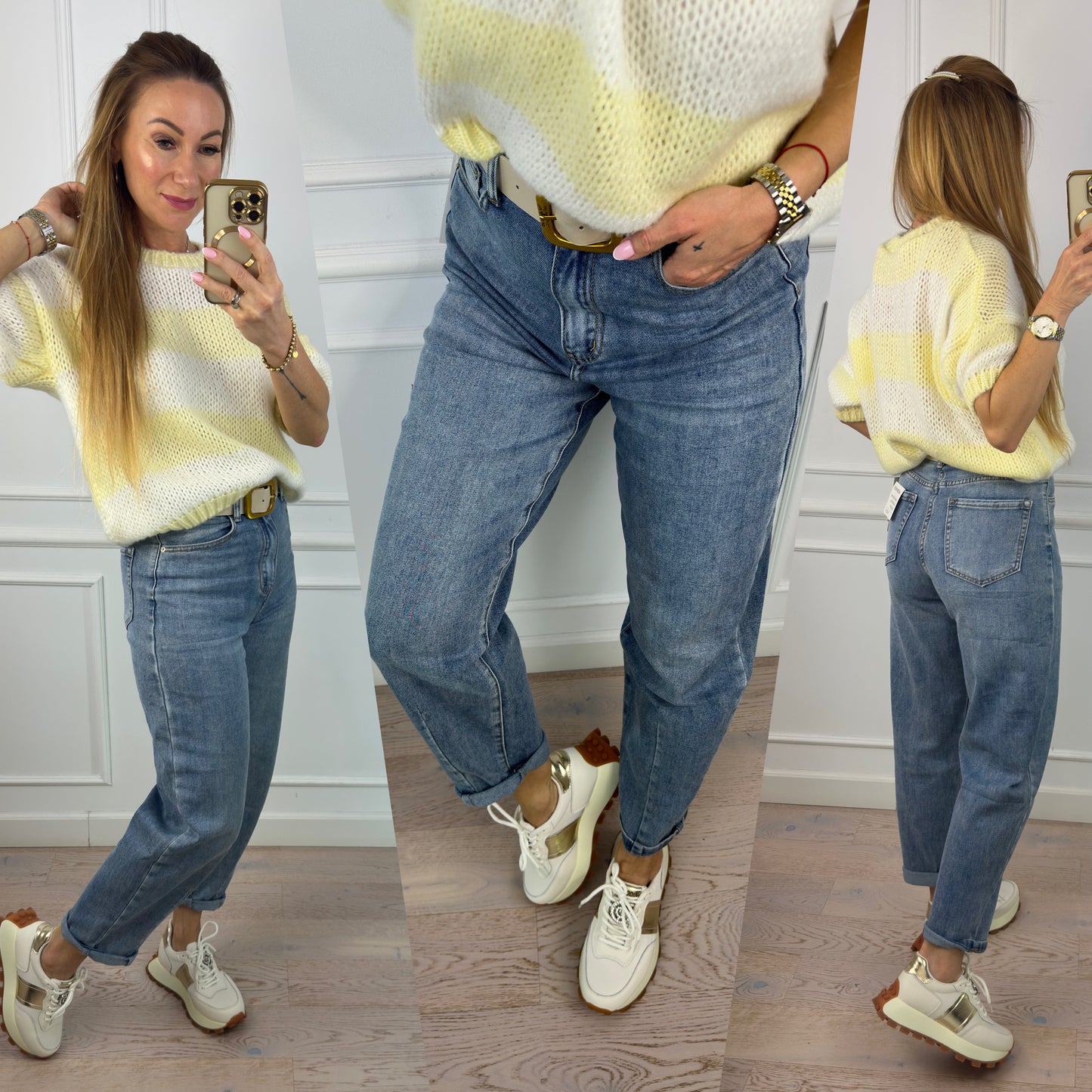 Spodnie jeansowe MOM FIT DIXII / NIEBIESKIE