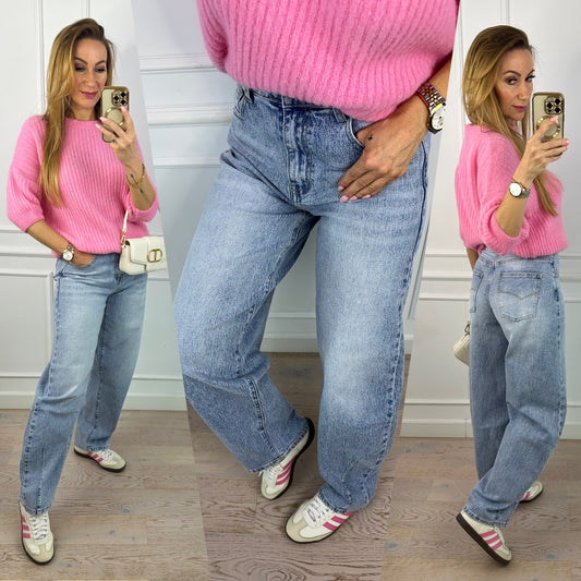 Spodnie jeansowe BARREL CLIFF / NIEBIESKIE