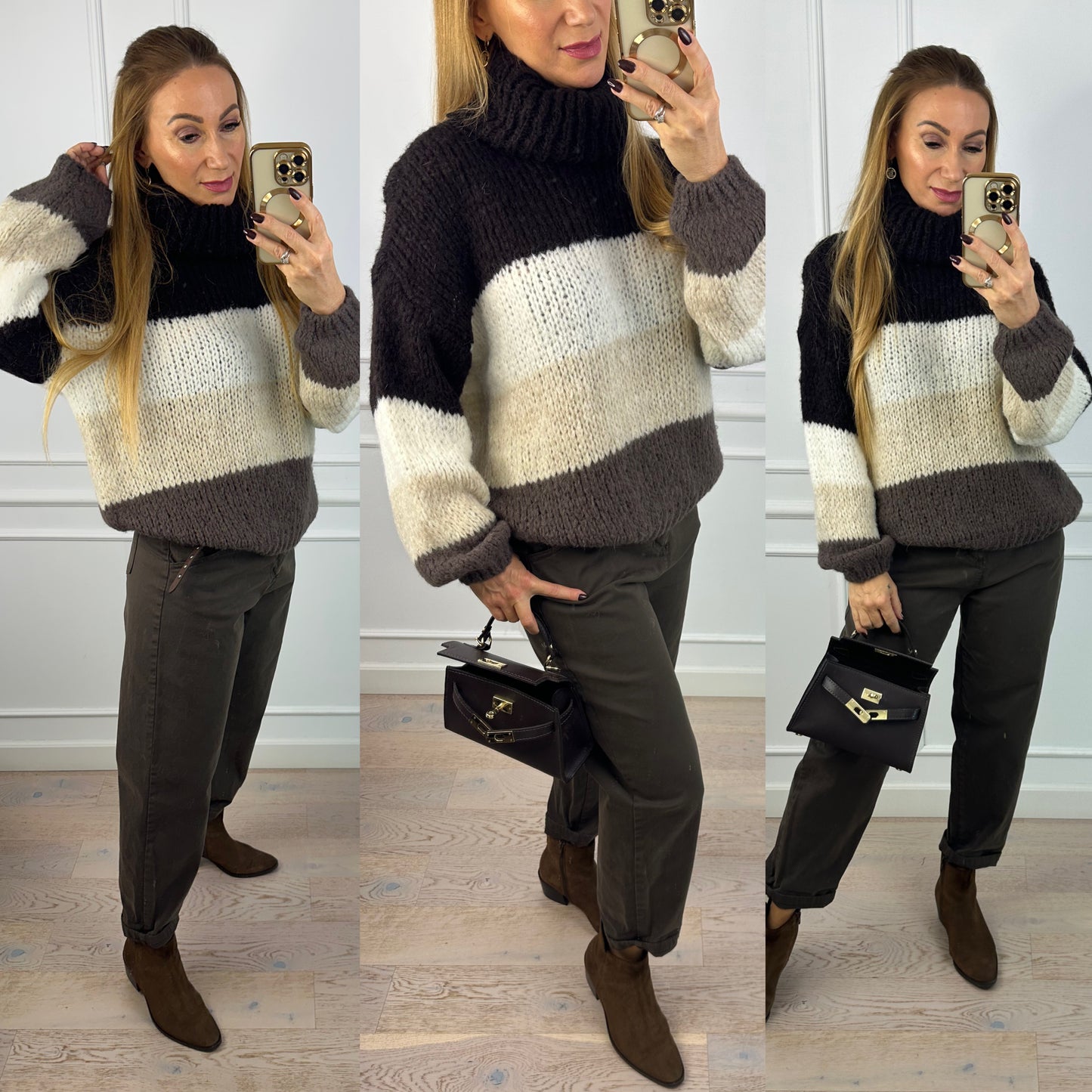 Sweter z wełną i moherem ANIS / CZEKOLADOWY