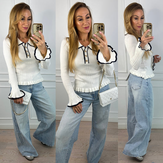 Dzianinowa bluzka TESSA / ŚMIETANKOWA