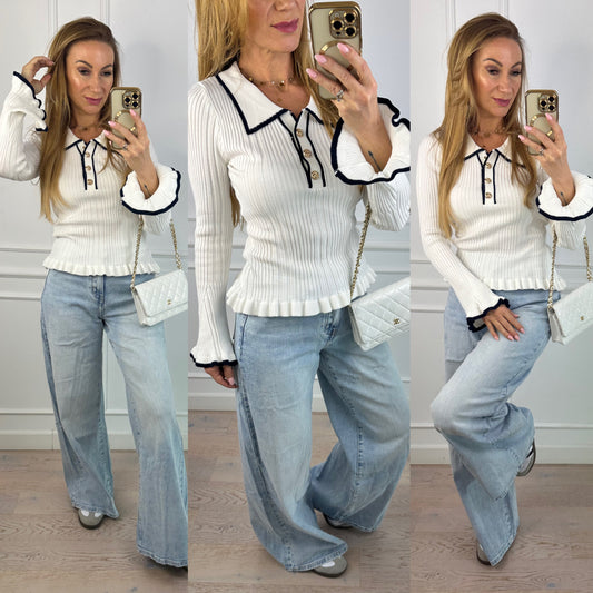 Dzianinowa bluzka TESSA / ŚMIETANKOWA