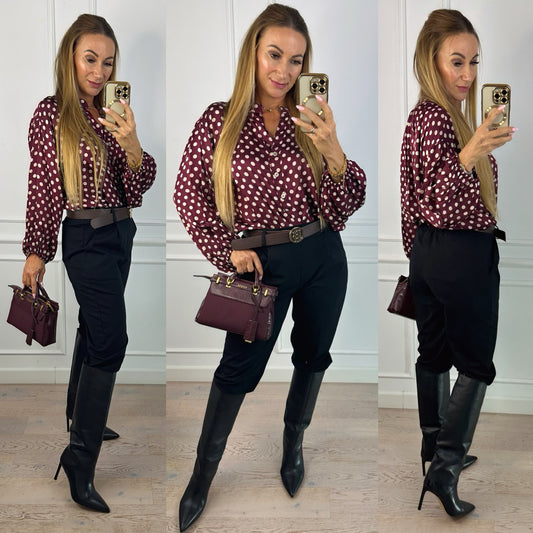 Koszula z wiskozy i jedwabiu ALIENOR / BURGUNDOWA