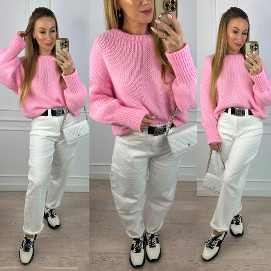 Sweter z wełną i moherem SASHA / RÓŻOWY