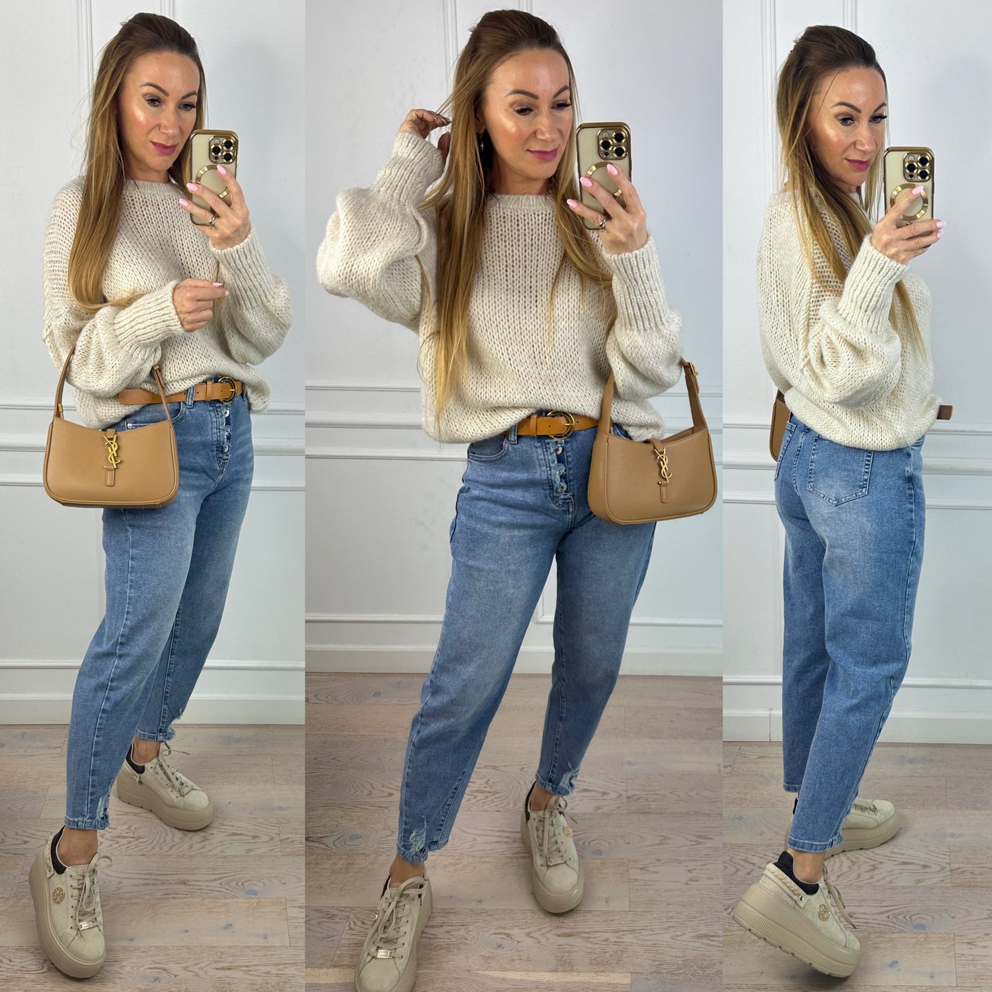 Sweter z wełną i moherem SASHA / BEŻOWY