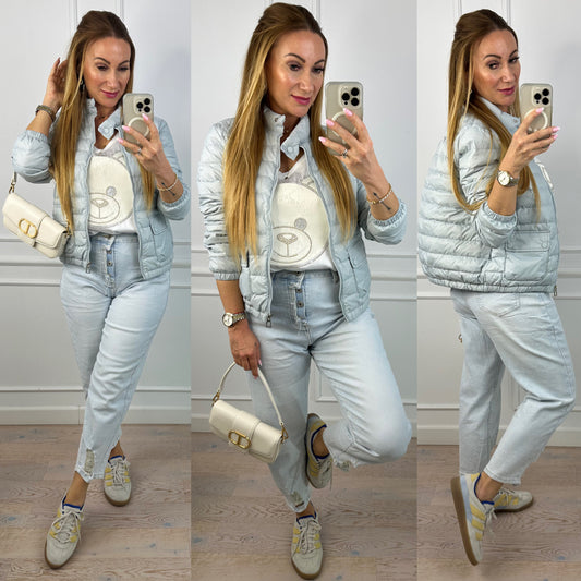 Puchowa kurtka wiosenna MILLY / BŁĘKITNA