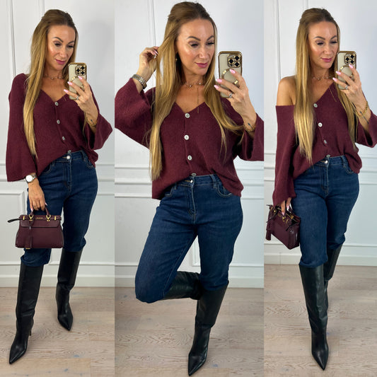 Sweter z alpaką KARRE / BURGUNDOWY