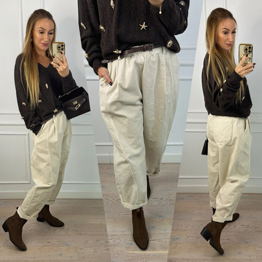 Sztruksowe spodnie LUZON / KREMOWE