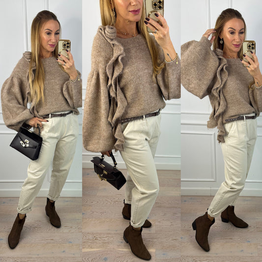 Sweter z wełną VILIAN / BEŻOWY