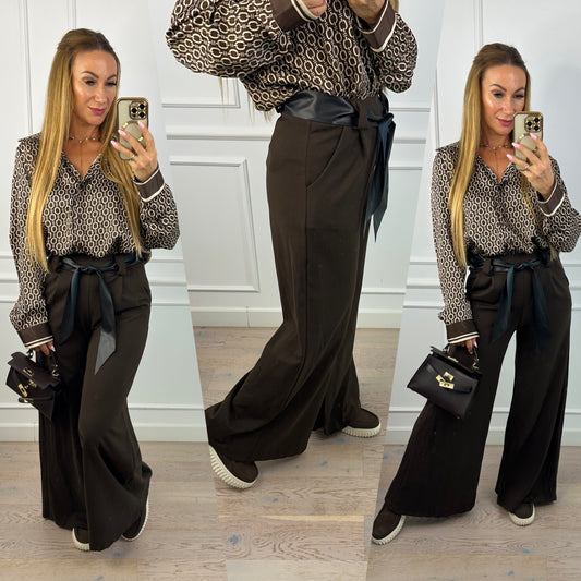 Spodnie WIDE LEG SAMORI / CZEKOLADOWE