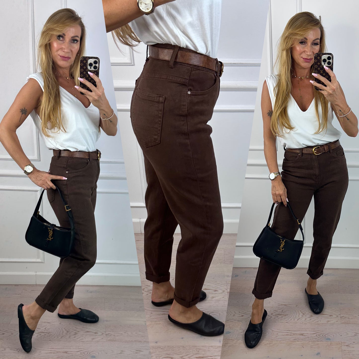 Spodnie jeansowe MOM FIT AKKI / CZEKOLADOWE