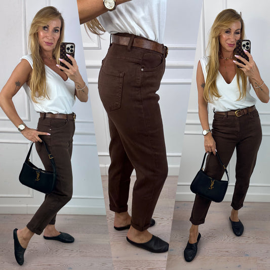 Spodnie jeansowe MOM FIT AKKI / CZEKOLADOWE