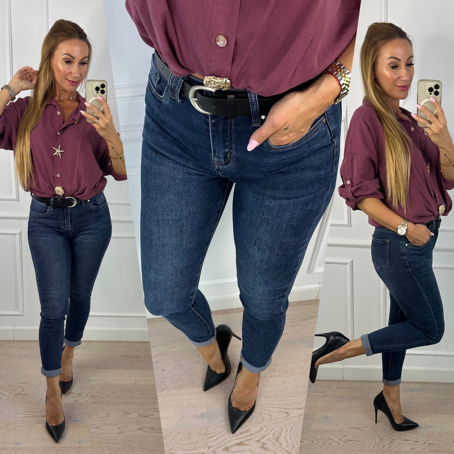 Spodnie jeansowe SKINNY FIT MANO / GRANATOWE