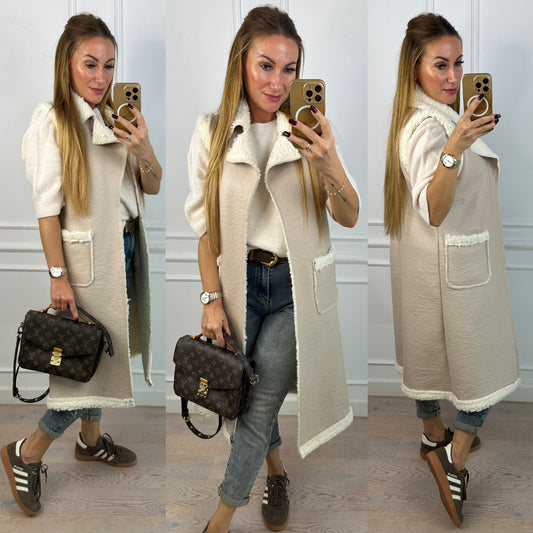 Kamizelka z eko skóry NEMY / BEIGE