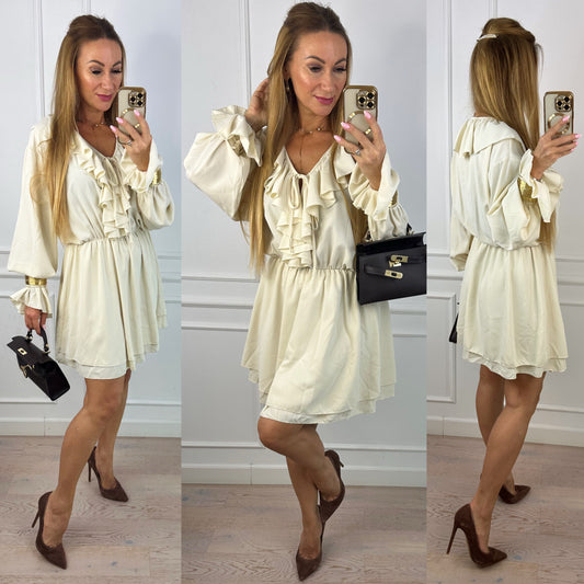 Sukienka z biżuterią LINDINA / KREMOWA