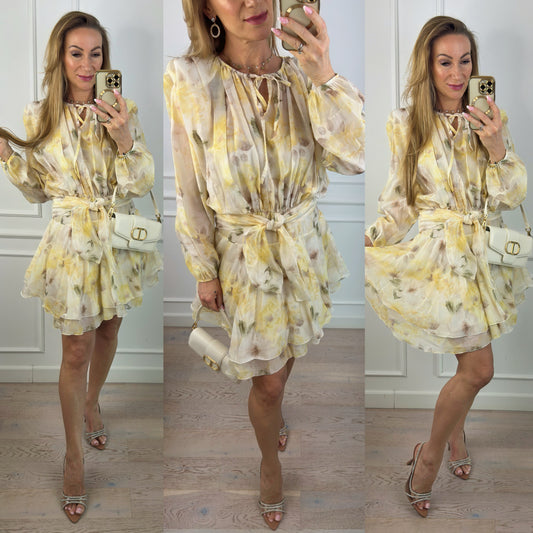 Sukienka w kwiaty LABELLA / ŻÓŁTA