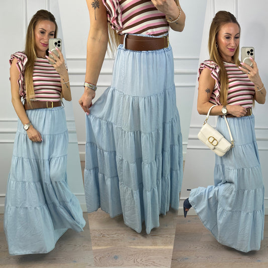 Spódnica z lekkiego jeansu JINA / NIEBIESKA