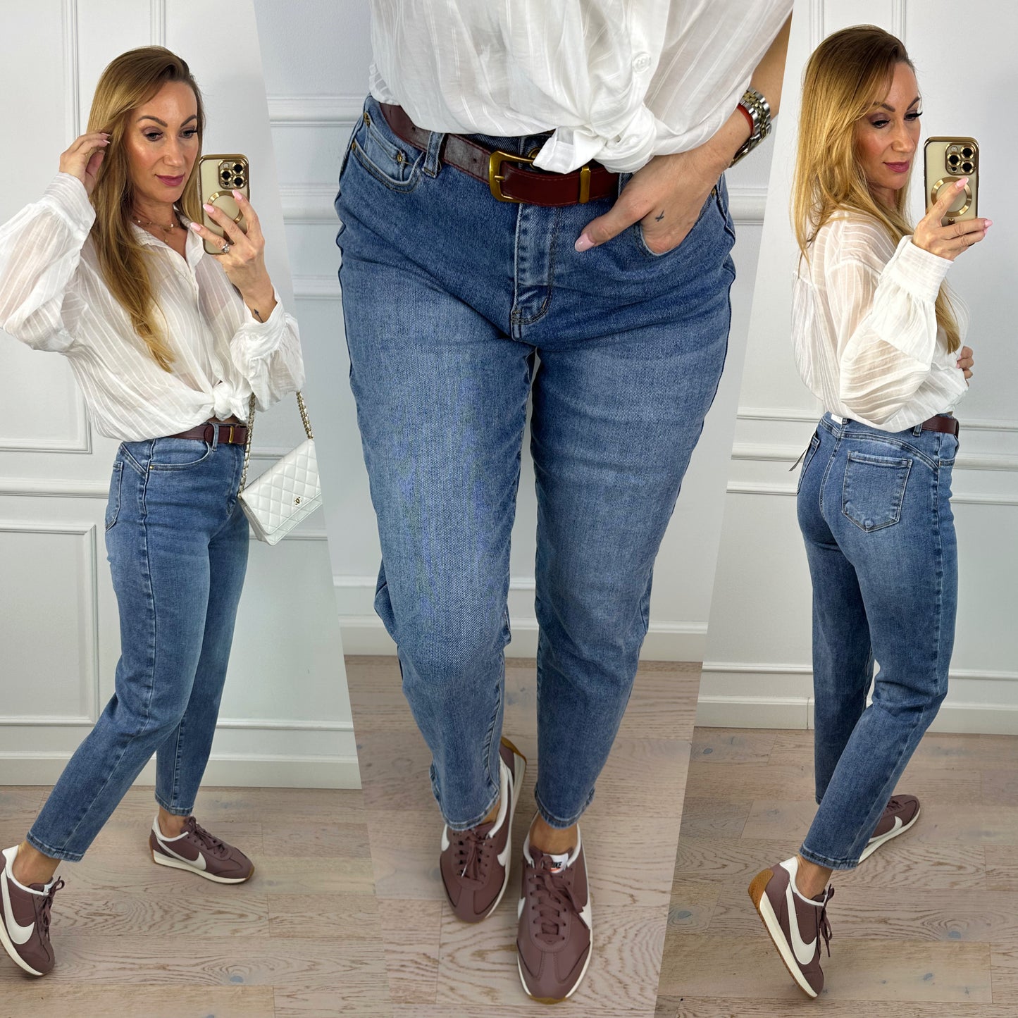 Spodnie jeansowe MOM FIT INDY / NIEBIESKIE