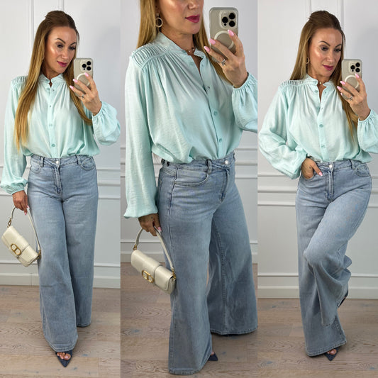 Koszula z wiskozy LAURINE / TURKUSOWA